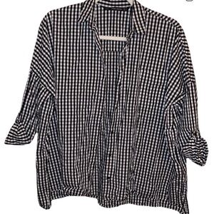 Zara Black & White Gingham Button-Down Shirt